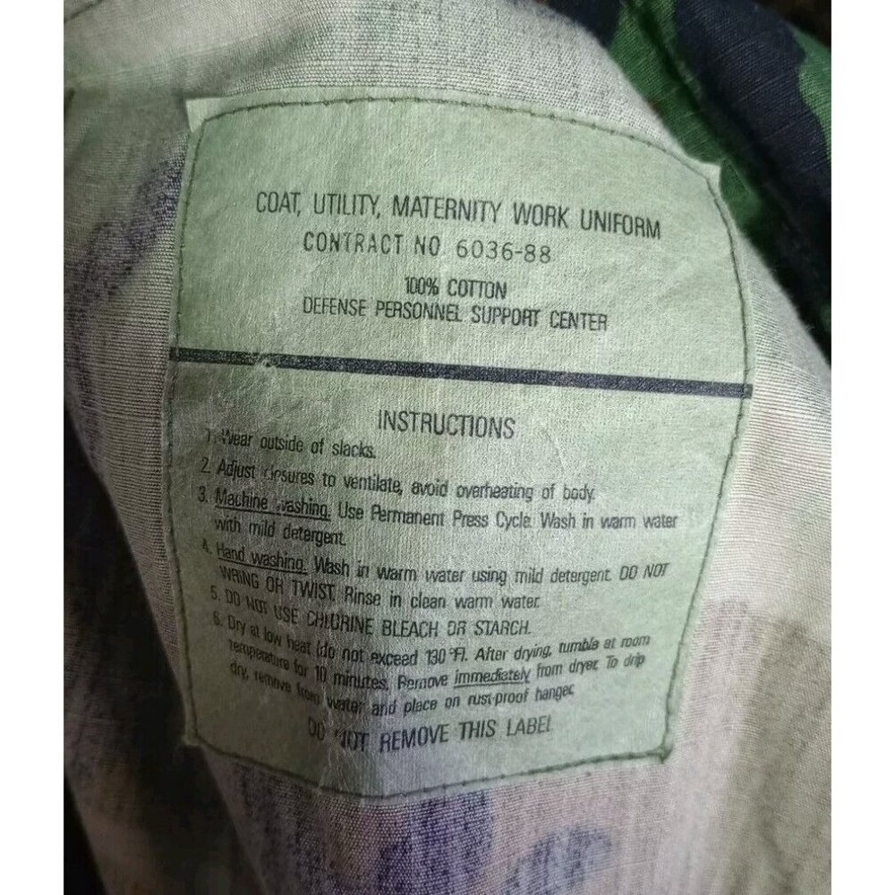 US Army Hot Weather BDU Woodland Pattern Utility WOMEN'S MATERNITY SZ 8R Jacket - Picture 3 of 12